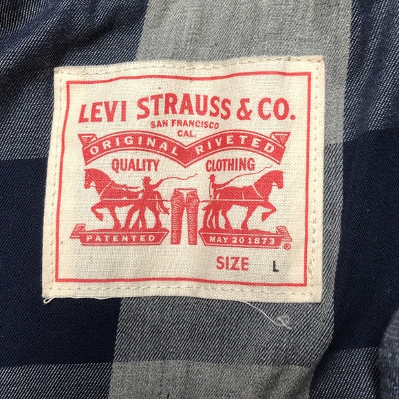 Levi's Quilted Blue Denim Puffer Vest, Size L - Picture 6 of 11